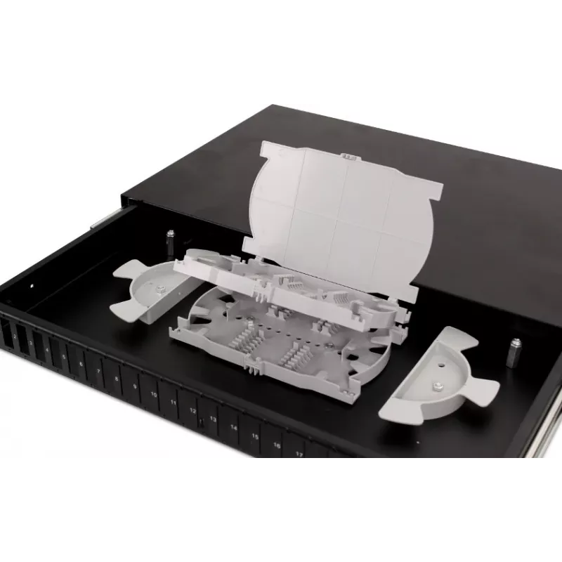 GETFORT GF-FO02-DX 1U 19 Inch 24xSC Duplex Fiber Optic Patch Panel su stumdomaisiais padėklais