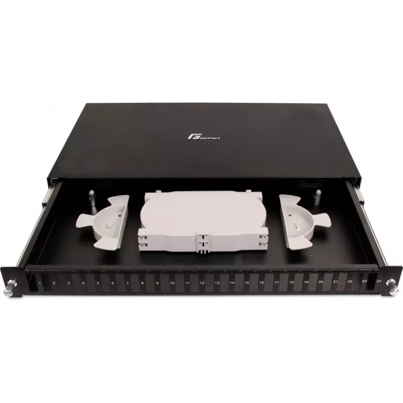 GETFORT GF-FO02-DX 1U 19 Inch 24xSC Duplex Fiber Optic Patch Panel su stumdomaisiais padėklais