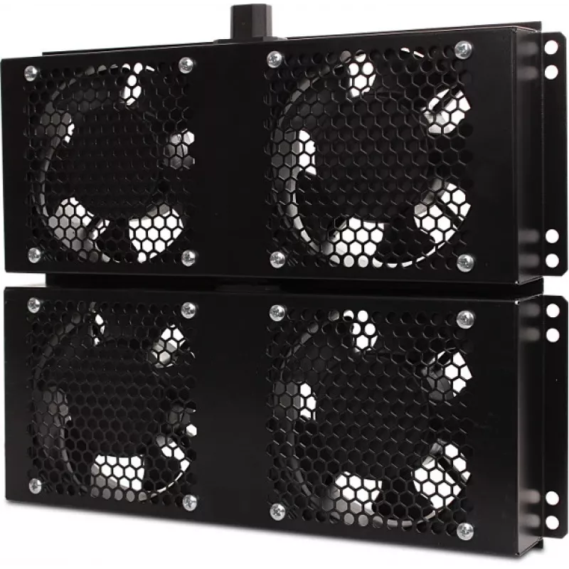 Getfort GF-FAN4 2U 19 colių stelažo ventiliacijos skydas su 4 ventiliatoriais, 120 mm, 230 V, juodas