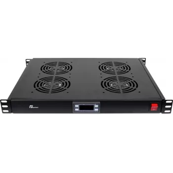 GETFORT GF-FAN4TR 1U Rack Panel su 4 termostatu valdomais ventiliatoriais, 230V, juoda