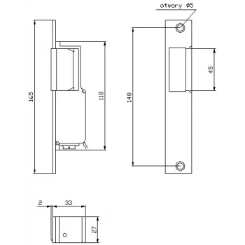 ELEKTRA-PLUS R2 Narrow Electric Strike Right-Handed Fail-Secure 10-24V AC/DC 3000N