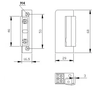ELEKTRA-PLUS R5 Electric Strike Symmetrical Narrow 16.5mm Without Lock 12V AC/DC