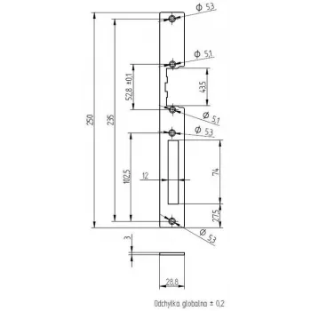 ELEKTRA-PLUS Eskutšonas užraktų dėžutėms, cinkuotas plienas, 200x20 mm
