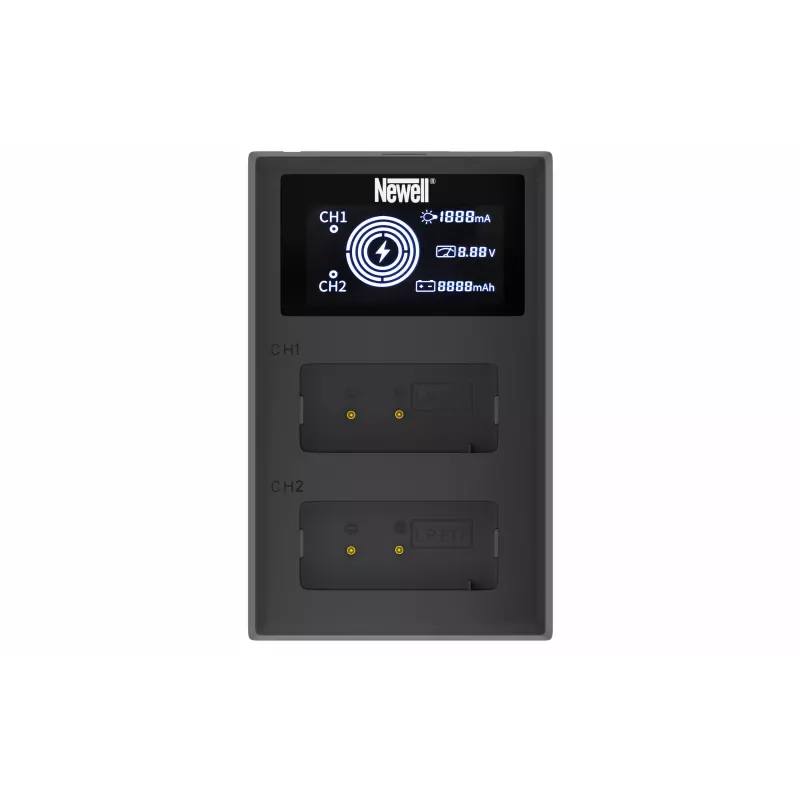 Newell Dual-Channel FDL-USB-C įkroviklis, skirtas Canon LP-E17 akumuliatoriams