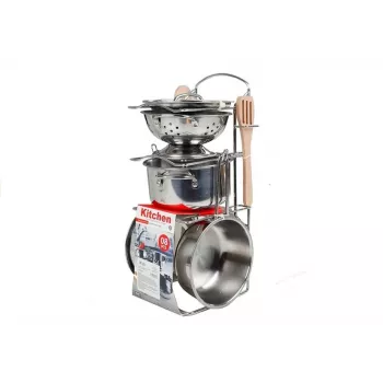 LEAN TOYS Stainless Steel Pots and Pans Miniature 8 vnt.