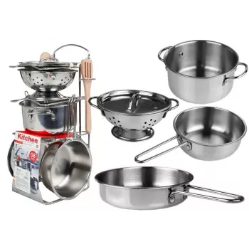 LEAN TOYS Stainless Steel Pots and Pans Miniature 8 vnt.