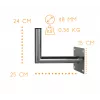 CORAB USL-48/250AL Aliumininis kampinis sieninis laikiklis 48 mm stulpui, 250 mm iškyša, sidabrinis