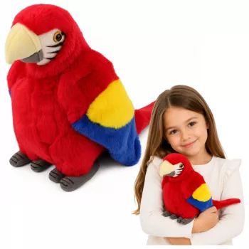 LEAN TOYS Plush Parrot Macaw Exotic Bird Mascot Cuddly Toy Red 24 cm