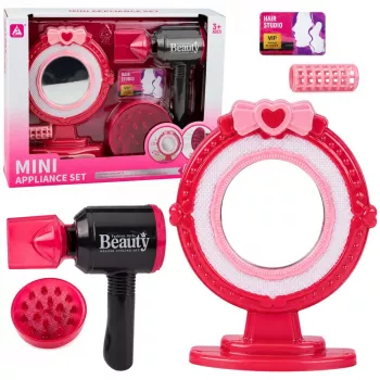 LEAN TOYS Hair Styling Set Hairdryer Mirror Lights Sounds Accessories