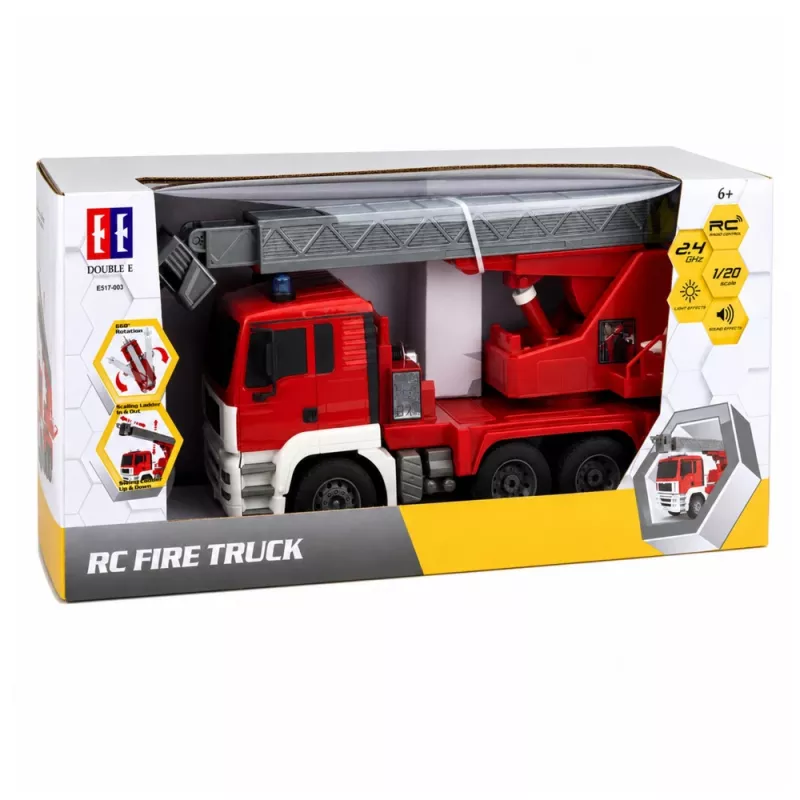 LEAN TOYS Gaisrinis automobilis su 660° besisukančia strėle, nuotoliniu valdymu RC 1:20