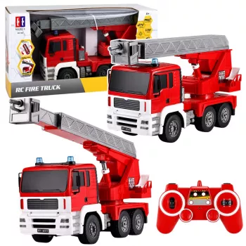 LEAN TOYS Gaisrinis automobilis su 660° besisukančia strėle, nuotoliniu valdymu RC 1:20