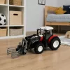 LEAN TOYS RC Red Remote Controlled Agricultural Tractor with Bale Gripper 1:24