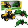 LEAN TOYS Žemės ūkio traktorius su sėjamąja ir kultivatoriumi, šviesos ir garso efektai, geltonas, 1:24