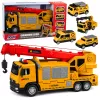 LEAN TOYS Sunkvežimis su Kranu ir Transportavimo Priekaba Šviesos Garsai Geltonas