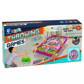 LEAN TOYS 4-in-1 Unicorn Target Toss Game su žiedais ir diskais