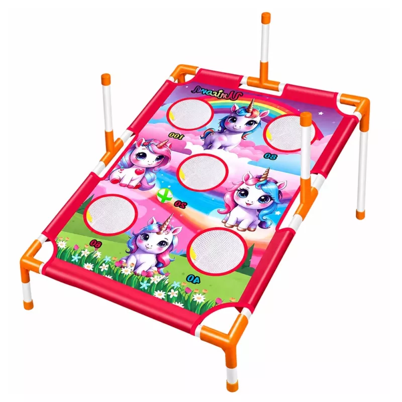 LEAN TOYS 4-in-1 Unicorn Target Toss Game su žiedais ir diskais