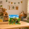 LEAN TOYS Laukiniai gyvūnai – Lapė, Žirafa, Hipopotamas, Elnias, 3D parko stendas