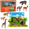 LEAN TOYS Laukiniai gyvūnai – Lapė, Žirafa, Hipopotamas, Elnias, 3D parko stendas