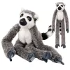 LEAN TOYS Plush Lemur Mascot Cuddly Toy with Velcro Paws for Hanging, 50 cm, Grey/White/Black