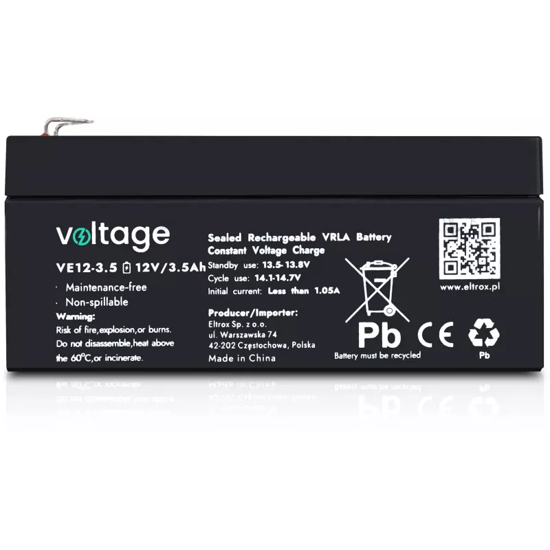 VOLTAGE AGM baterija 12V 3.5Ah VE12-3.5 (6-9 metų tarnavimo laikas)