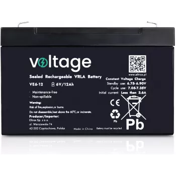 VOLTAGE AGM akumuliatorius 6V 12Ah VE6-12 (6-9 metų tarnavimo laikas)