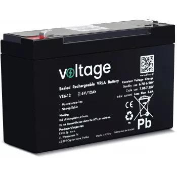 VOLTAGE AGM akumuliatorius 6V 12Ah VE6-12 (6-9 metų tarnavimo laikas)