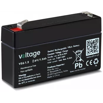 AGM akumuliatorius Voltage 6V 1.2Ah VE6-1.2 (Tarnavimo laikas 6-9 metai)