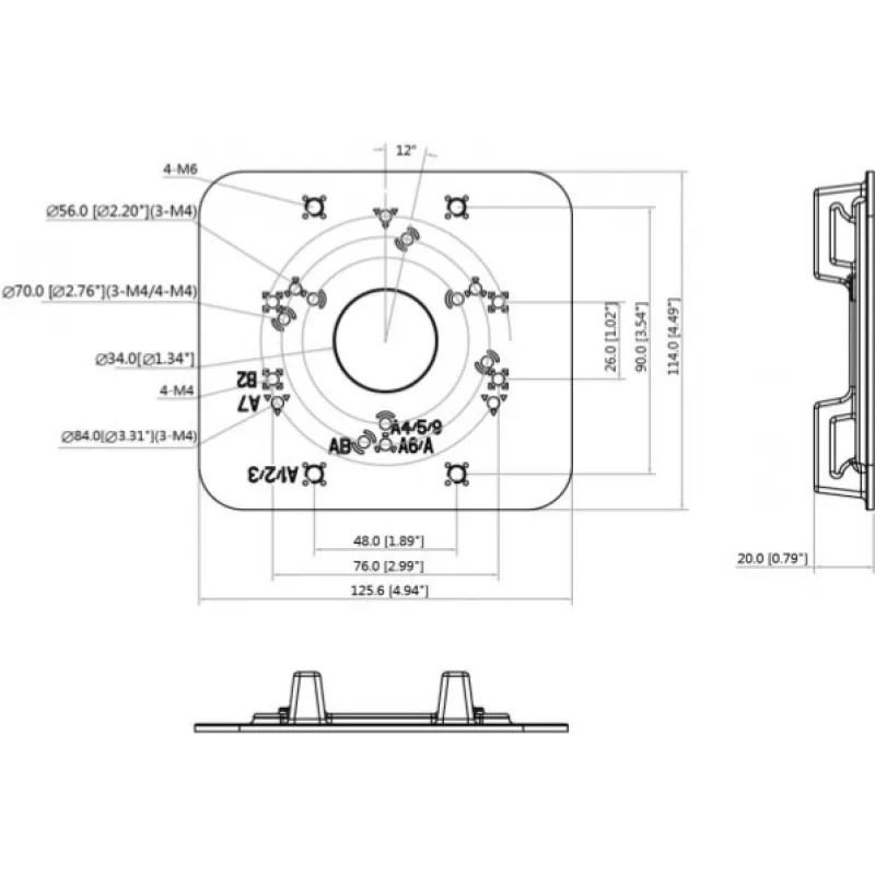 MITON VESA Adapter Plate MT-P152-B - 75x75/100x100 to 200x100/200x200, Black, 30kg