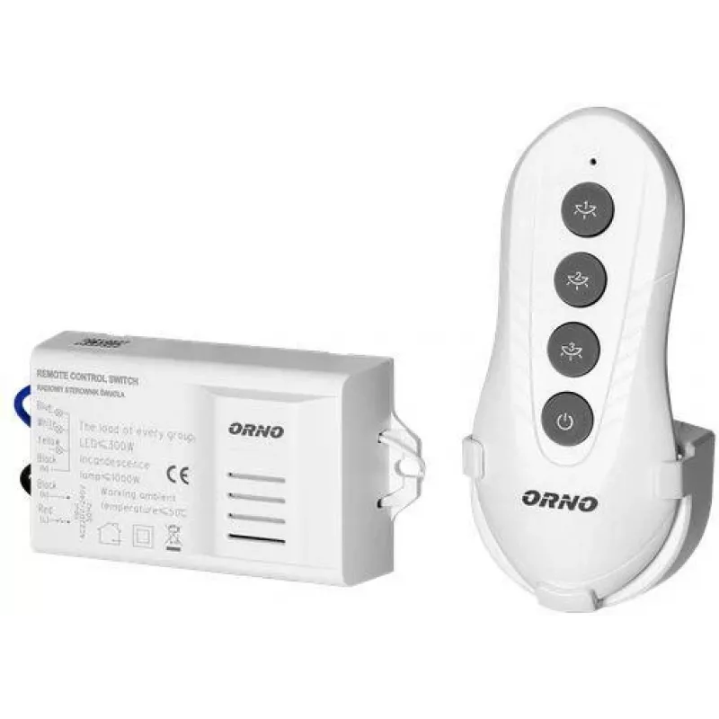 ORNO OR-GB-447 Belaidis apšvietimo valdiklis 1 kanalo RF nuotolinio valdymo rinkinys 433,92 MHz 1000W