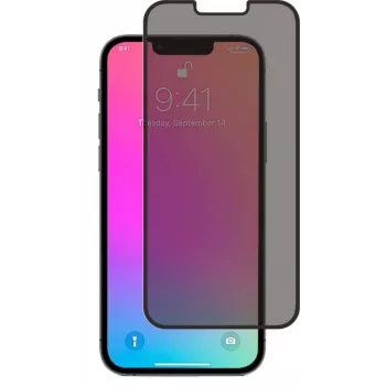 SCREENOR Grūdinto stiklo privatumo ekrano apsauga, skirta iPhone 13 / 13 Pro / 14, 360° Anti-Spy, 9H kietumas, 0,33 mm, permatoma