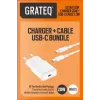 GRATEQ TAHKO 20W USB-C PD Sieninis Įkroviklis su 1,5 m USB-C – Lightning Kabeliu, Baltas