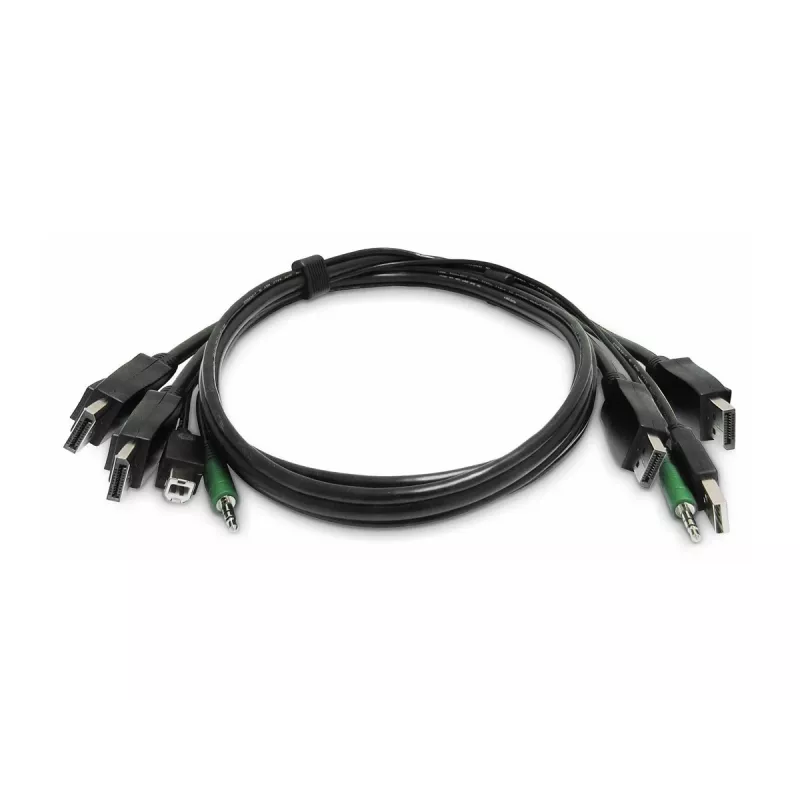 StarTech.com SK2DPMMKVM06-TAA-2U 1,8 m KVM kabelis su dviem DisplayPort, 2x USB, audio, TAA