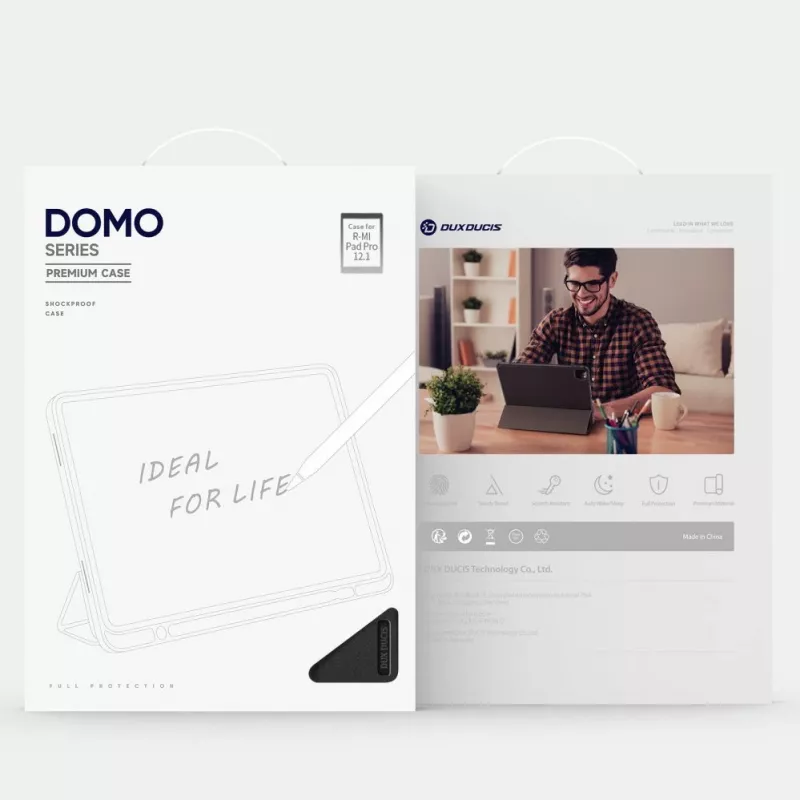 Dux Ducis Domo Case su atverčiamu dangteliu ir Smart Sleep funkcija, skirtas „Xiaomi Redmi Pad Pro (4G/5G)/Poco Pad 12.1“ – juodos spalvos