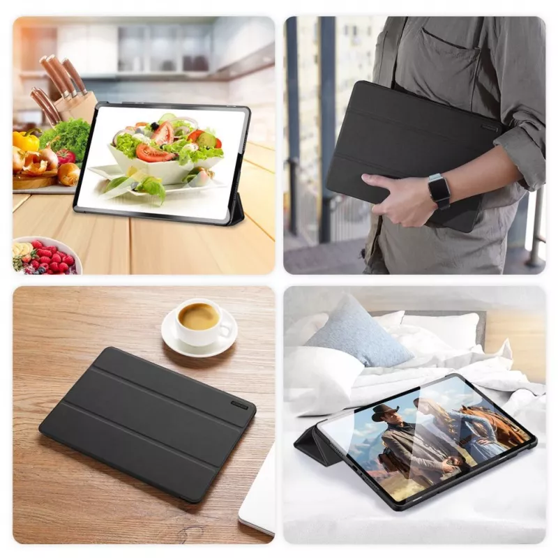 Dux Ducis Domo Case su atverčiamu dangteliu ir Smart Sleep funkcija, skirtas „Xiaomi Redmi Pad Pro (4G/5G)/Poco Pad 12.1“ – juodos spalvos