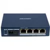 Hikvision DS-3D504TP-A nevaldomas pramoninis PoE jungiklis, 4 PoE+ prievadai, 1 SFP kanalas, 60W biudžetas