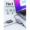 UGREEN 60515 7 viename USB-C šakotuvas, 4K 60Hz HDMI, Ethernet, 100 W PD, pilkas