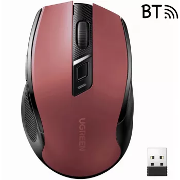 UGREEN MU006 Belaidė optinė pelė 2.4GHz / Bluetooth 5.0 4000 DPI - Raudona