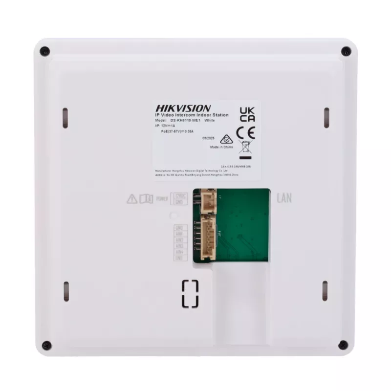 Hikvision DS-KH6110-WE1 4.3 colių vidaus stotelė, 480x272, PoE, WiFi, 4 pritaikomi mygtukai, liečiamas ekranas, balta
