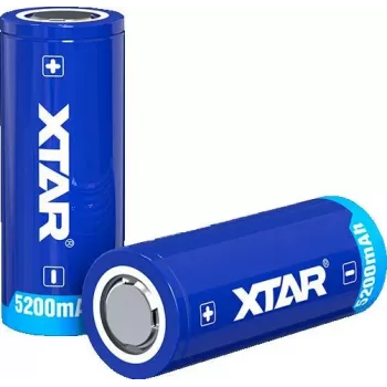 XTAR 26650 3.7V 5200mAh Apsaugota Li-Ion Įkraunama Baterija (Button Top)