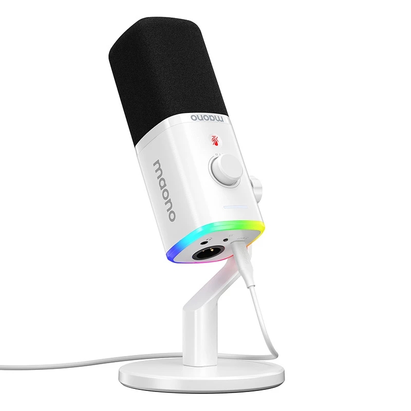 MAONO PD100X Dinaminis mikrofonas (baltas) – USB-C ir XLR