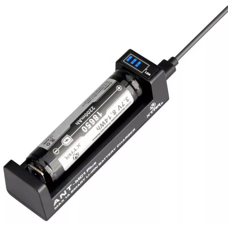 XTAR ANT MC1+ Micro USB Li-ion akumuliatorių įkroviklis 18650 ir kitiems