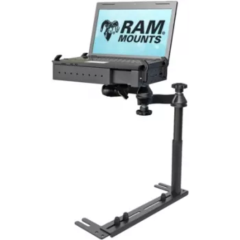 RAM MOUNTS No-Drill Universal Laptop Mount (8 col. viršutinis stulpas su dvigubomis svyruojančiomis rankomis ir apvalia plokštele)
