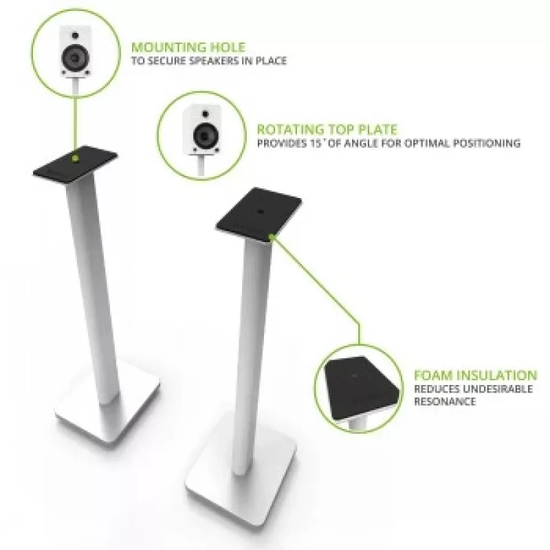 Kanto Audio 26 Universal Bookshelf Speaker Stands - White (Pair)