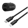 CELLY CCMINILIGHT – Automobilinis įkroviklis USB-C + USB-C į Lightning laidas 20W [PRO POWER]