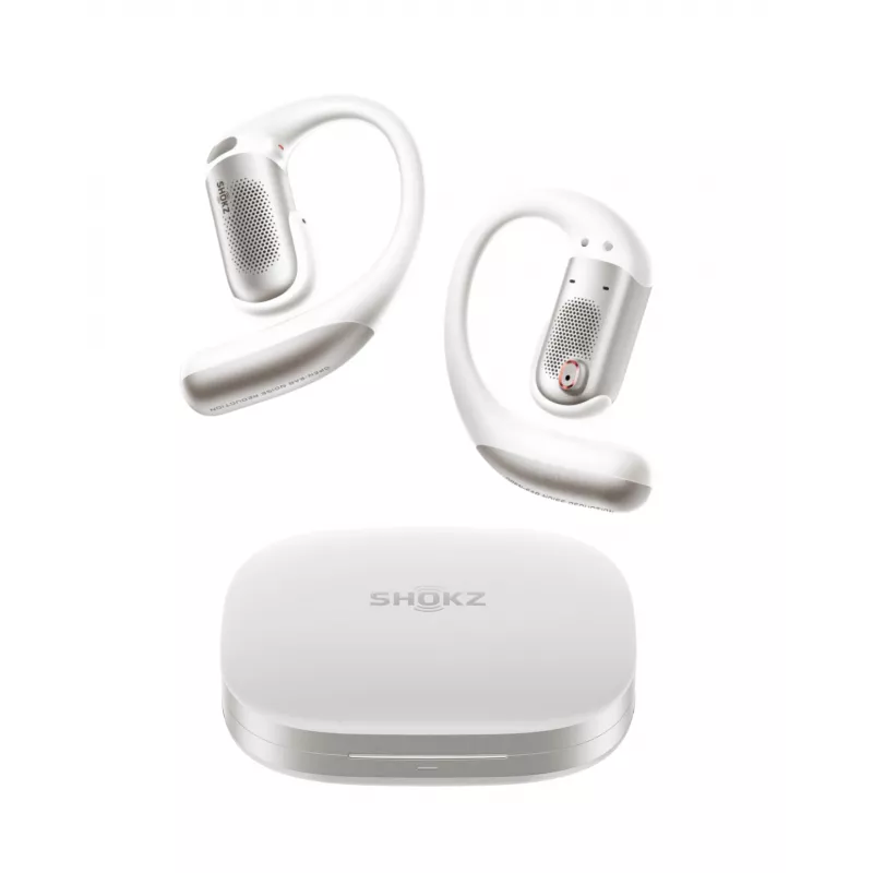 Shokz OpenFit Pro White - Atviros ausinės „True Wireless“ su DirectPitch technologija, Bluetooth 5.3, IP54, 28h baterija