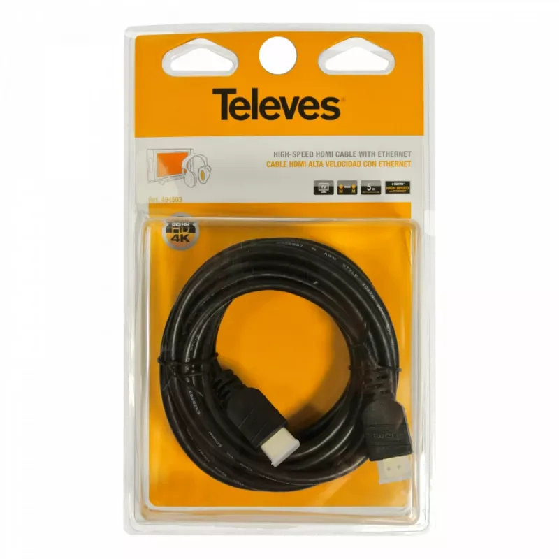 Televes HDMI 2.0 laidas 5m 4K UHD 18 Gbps su auksuotais kontaktais