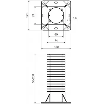 KOPOS KEZ_KB Elektros instaliacinė dėžutė šiltinamiems fasadams, 120x120mm, pilka/oranžinė