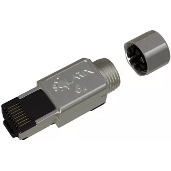 SOLARIX Industrial RJ45 Cat.6A STP Toolless Connector, 1 Vnt., Juoda/Sidabrinė