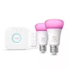 Philips Hue White and Color Ambiance Starter Set E27 2x lemputės + tiltas + reguliatorius