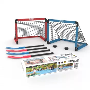EzyRoller EZ-HOCKEY ledo ritulio rinkinys 4 žaidėjams (vartai, lazdos, rituliai)